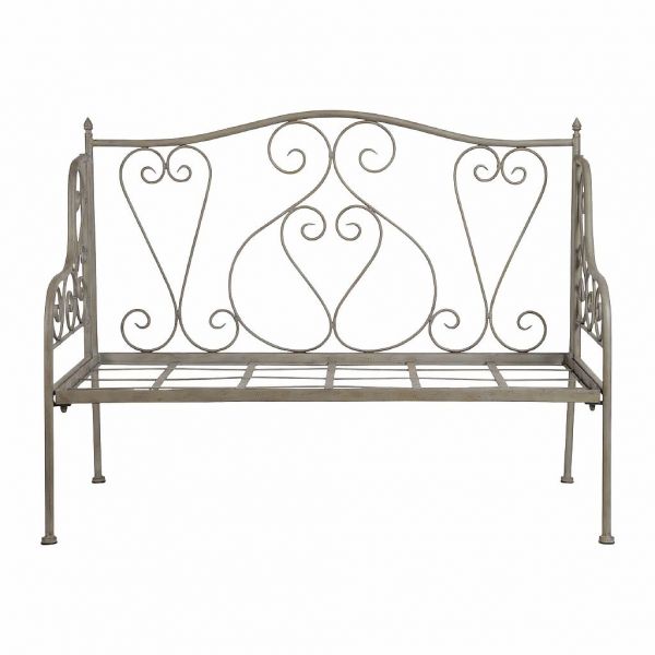 БАНКЕТКА - СКАМЬЯ ЗАВИТОК , COMPTOIR DE FAMILLE,  BENCH VOLUTE GREY 123X60XH94CM IRON, АРТИКУЛ 121170