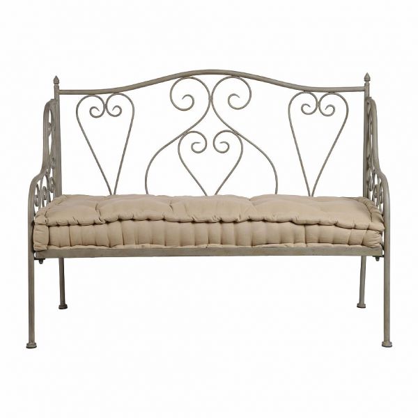 БАНКЕТКА - СКАМЬЯ ЗАВИТОК , COMPTOIR DE FAMILLE,  BENCH VOLUTE GREY 123X60XH94CM IRON, АРТИКУЛ 121170