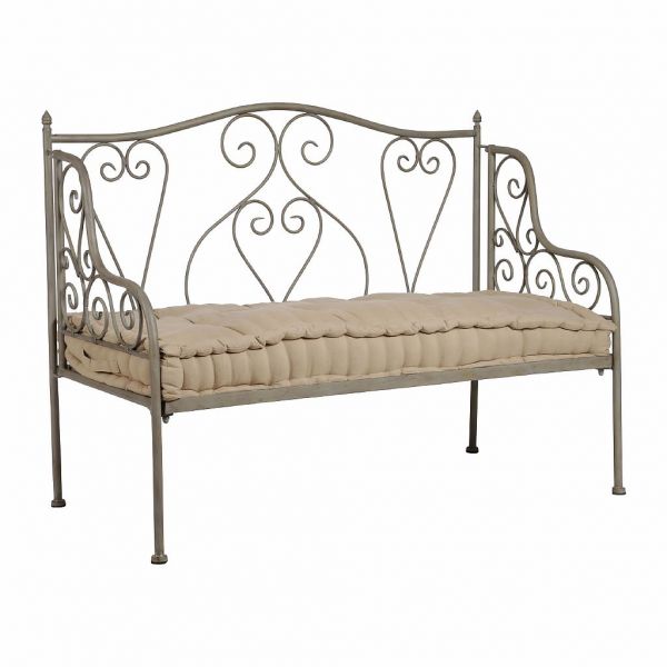 БАНКЕТКА - СКАМЬЯ ЗАВИТОК , COMPTOIR DE FAMILLE,  BENCH VOLUTE GREY 123X60XH94CM IRON, АРТИКУЛ 121170