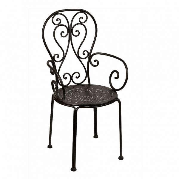 СТУЛ МЕТАЛЛИЧЕСКИЙ ЗАВИТОК, Черный, COMPTOIR DE FAMILLE,  CHAIR VOLUTES BROWN 50.5X47XH91.5CM IRON, АРТИКУЛ 200516