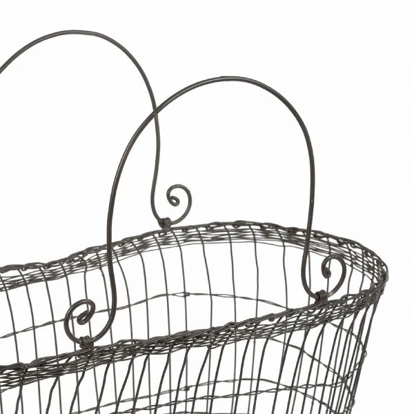 КОРЗИНА НАБОР 2 ШТ., COMPTOIR DE FAMILLE,  BASKET X2 FLORAL WHITENED GREY H22/19CM IRON, АРТИКУЛ 200777