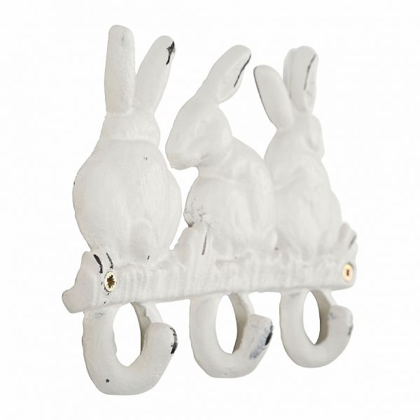 Вешалка с 3 крючками Кролики, белый, металл, 20X14X2.5см., Comptoir de Famille