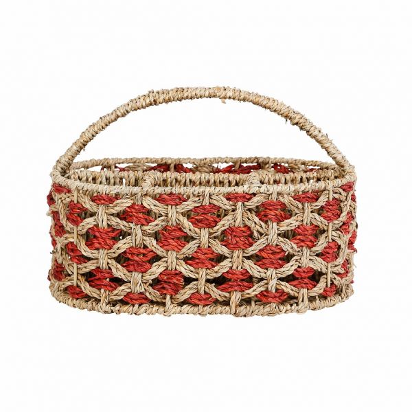 Корзина для столовых приборов Шашечки DAMIER NAT,  RED 30X20XH12, Comptoir de Famille