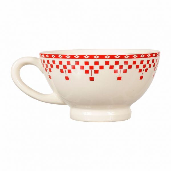 Чашка для завтрака "Красные шашечки", COMPTOIR DE FAMILLE,   DAMIER 450 мл., каменная керамика, АРТИКУЛ 2370