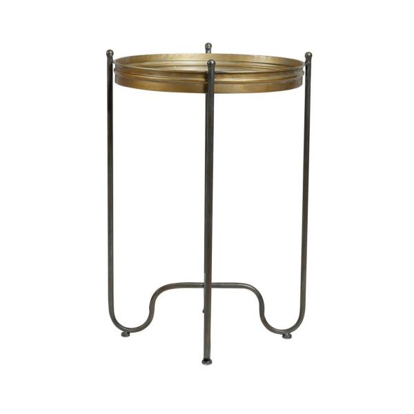 СТОЛ D'APPOINT  SIDE TABLE ROSACE BRONZE D48XH69CM IRON+MIRROR COTE TABLE, Арт,: 32844