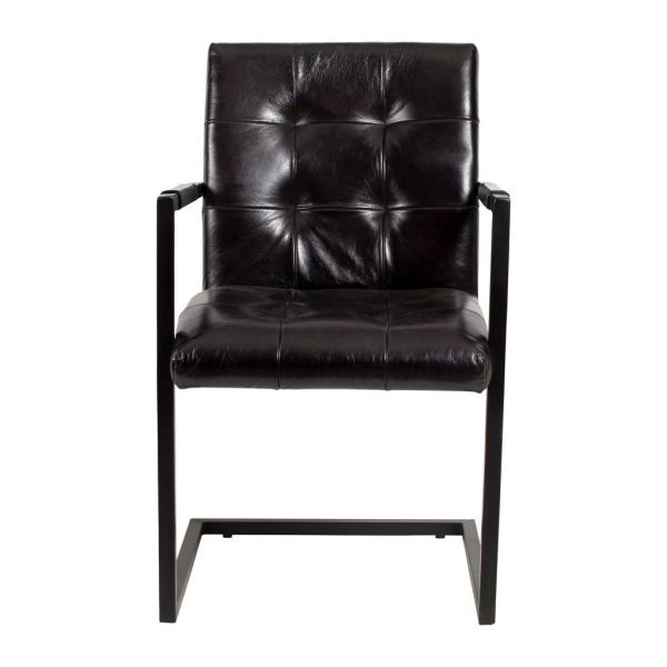Кресло CAPIA BLACK 54X60XH91CM LEATHER+IRON COTE TABLE, Арт,: 32920