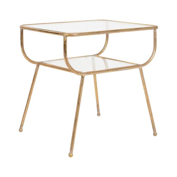 СТОЛ D'APPOINT  SIDE TABLE ELUMINEA GOLD 47X40,5XH47CM IRON+GLASS COTE TABLE, Арт,: 33290