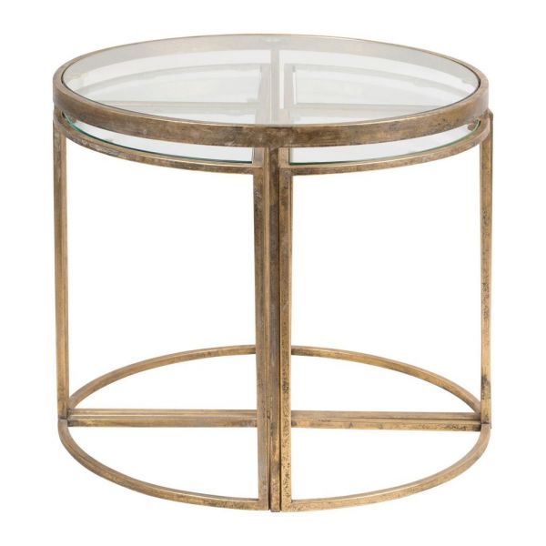 СТОЛ APPOINT  SIDE TABLE ELUMINEA PATINA GOLD D62XH54 IRON+GLASS COTE TABLE, Арт,: 34499