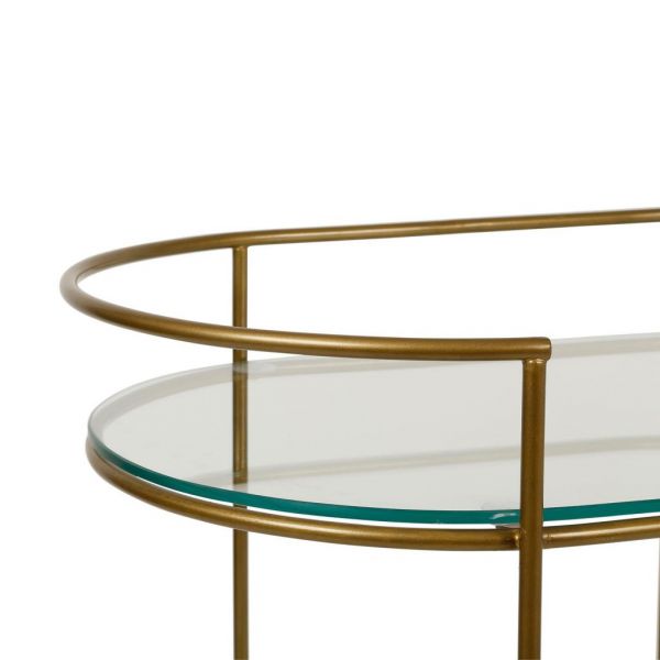 Столик сервировочный на колесиках, TROLLEY LARDECO GOLD 78X48,5XH82CM IRON+GLASS ,Cote Table ,Арт,: 37236
