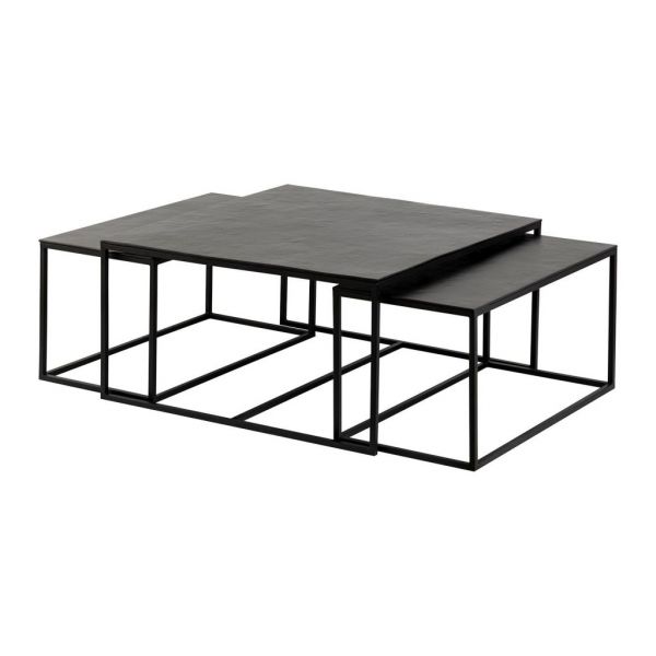 Кофейный столик, COFFEE TABLE X3 FELIA BLACK 82XH42+74XH38 ALU+IRON ,Cote Table ,Арт,: 37337