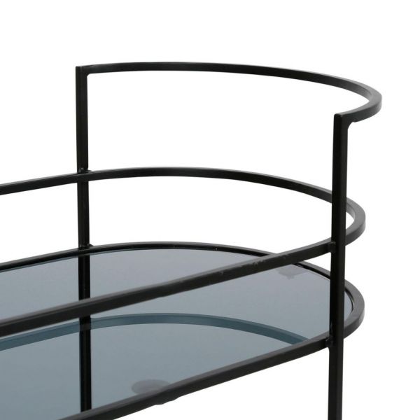 Столик сервировочный на колесиках, TROLLEY LARDECO BLACK+SMOKED 72X44H84CM IRON+GLASS ,Cote Table ,Арт,: 37351